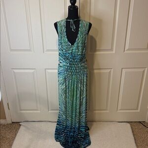 Avenue Vibrant Blue and Green Maxi Dress